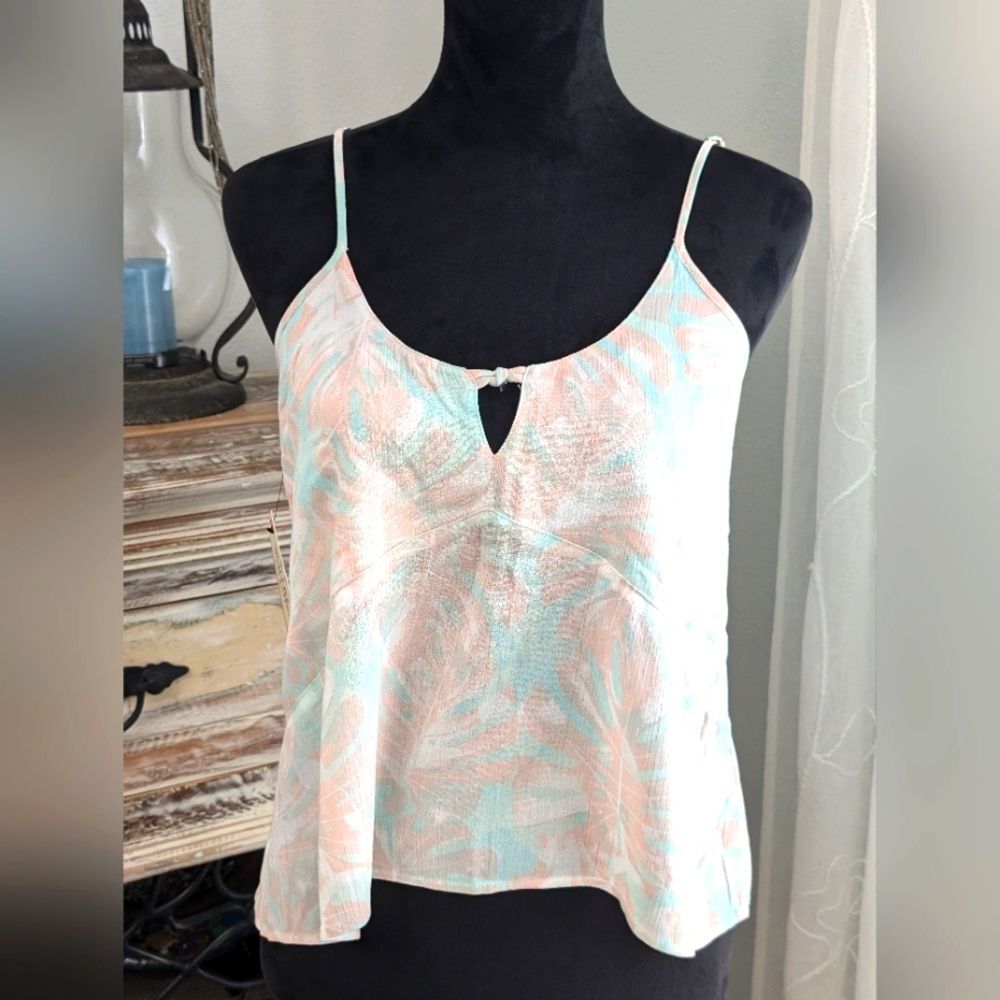 NWT Salt Life Aqua Sea Leaf Print Flowy Tank Top Size XS